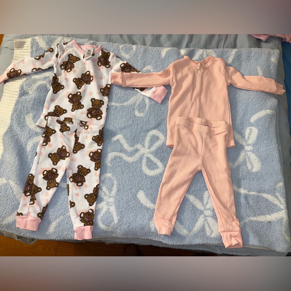 Pink and White Teddy Bear Kids One Piece